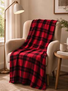 1 buah Selimut Sofa Motif Kotak-kotak Merah, Selimut Tenun Lembut, Pola Kotak-kotak Klasik, Dekorasi Rumah Musim Gugur Serbaguna, Hadiah Liburan, Sempurna untuk Penggunaan Sehari-hari dan Liburan, Dekorasi Rumah - MultiWarna - View 1