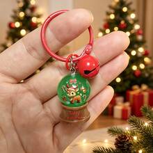 1pc Christmas Crystal Ball Finished Keychain With Bell, Santa Claus, Reindeer, Christmas Tree Bag Charm, Holiday Small Gift (Random Style) - A - View 9