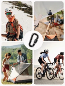 1/6/12pcs Solid Color Casual Aluminum Alloy D-Ring Spring Buckle Keychain Hook Screw Gate Carabiner, Suitable For Outdoor Travel, Camping, Fishing, Hiking Backpack - D-shaped Carabiner - View 4