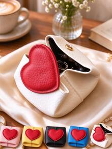 Heart-Shaped Coin Purse, Multi-Functional Portable Storage For Coins, Jewelry, Earphones, Suitable For Home Organization, Daily Commute, Travel, Business Trips, Holiday And Anniversary Gifts, Unisex - Multicolor - View 2