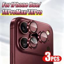 CASECOPS 3pcs/1set Burgundy Camera Lens Protector Film, Compatible With IPhone Duo/18 Pro Max/18 Pro Series, Ultra Durable High Definition Separate Lens Film, Anti-Scratch Ultra Thin Tempered Glass Lens Cover, 9H Tempered Glass Metal Camera Screen Protector Film, Halloween Gift - Red Violet - View 2
