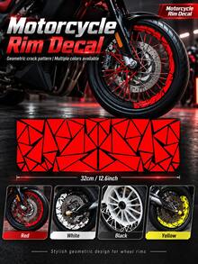 2D Shattered Ice Geometric Pattern Motorcycle Wheel Hub Stickers, Matte Waterproof Wheel Decals, Scratch-Resistant Decorative Vinyl Stickers, Universal Multi-Color, Suitable For Scooter Fairing And Motorcycle Wheel Hub - A - View 9