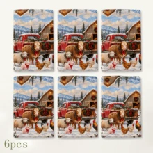 2pcs Farm Animal Winter Barn Pattern, Suitable For Kitchen, Bathroom, Toilet Holiday Kitchen Decor, Winter Home Decoration, Christmas Gift Set - Multicolor - View 11