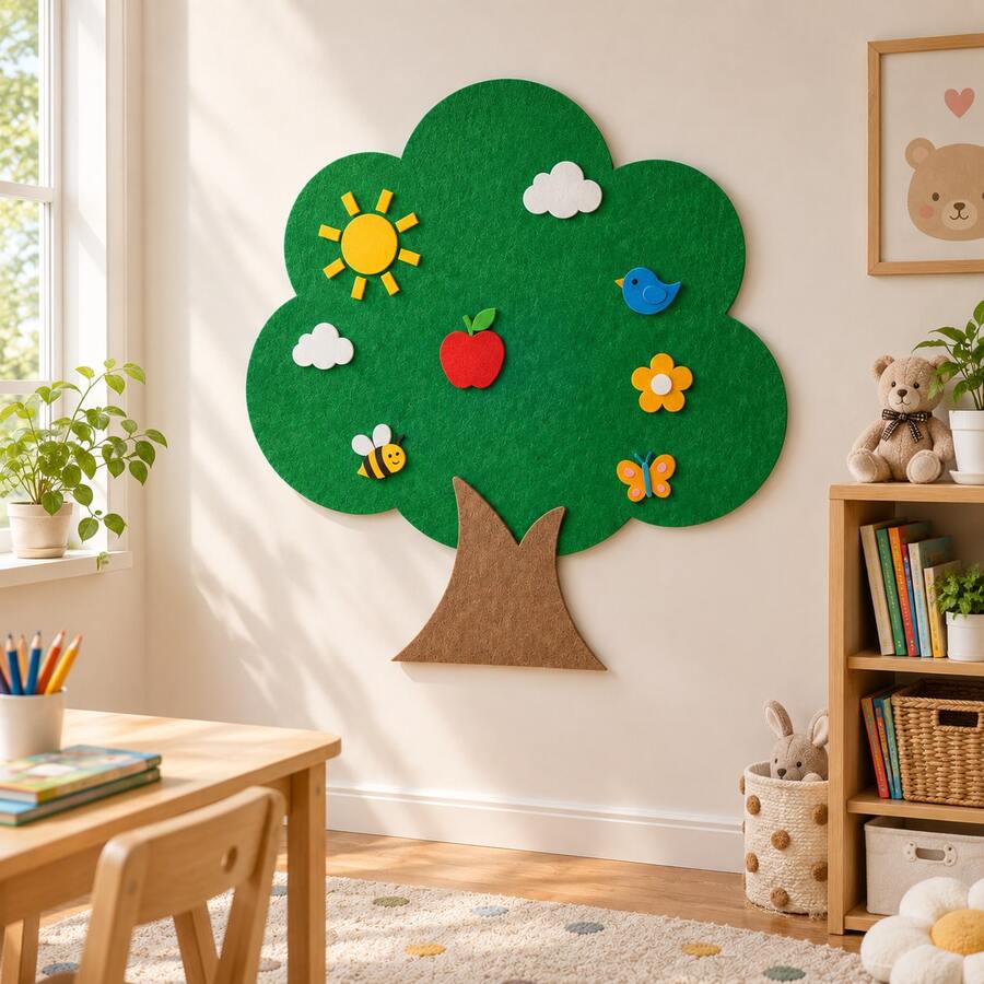 Felt Apple Tree Wall Decor Kids Classroom Felt Tree Board - A - View 1