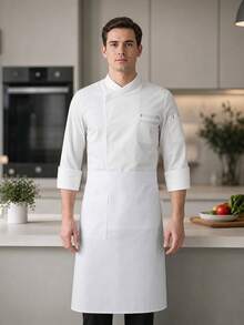 New Chef Uniform Unisex Long Sleeve High-End Hotel Kitchen Restaurant Cafe Fast Food Classic White Personalized Design Classic Fashion Professional Chef Style - White - View 4