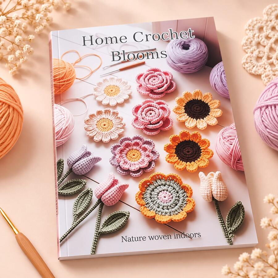 Handmade Crochet Floral Knitting Tutorial Book, Creative Yarn Flower DIY Handmade Guide, Home Decor And Artificial Bouquet Making Inspiration, Suitable For Crochet Beginners And Knitting Enthusiasts, Leisure Handmade Learning Reference Book, Mother's Day, Birthday And Holiday Creative Gift - Style 1 - View 1