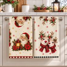 2pcs Vintage Santa Claus Angel Flower Lantern Pattern Suitable For Kitchen, Bathroom, Toilet Holiday Kitchen Decor, Winter Home Decoration, Christmas Gift Set - Multicolor - View 1