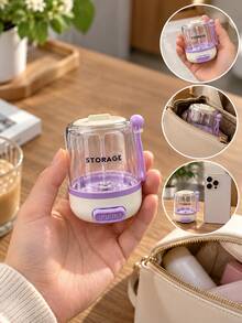 7-Day Push-Button Pill Box, Portable Round Weekly Medication Storage Container, 4-Compartment Design With Handle, Button-Style Pill Dispenser For Vitamins, Capsules, Tablets, Suitable For Travel, Home And Daily Use - View 4