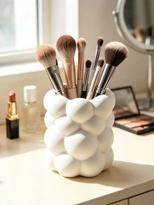 Bubble Cloud Makeup Brush Holder, Cute 3D Printed Cosmetic Storage Cup, Decorative Vanity Organizer Box, Suitable For Lipstick And Eyebrow Pencil, Aesthetic Desktop Decor Gift - Multicolor - View 2