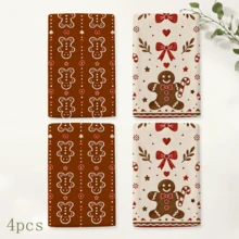 2pcs Gingerbread And Bow Christmas Kitchen Towels, Suitable For Kitchen, Bathroom, Toilet Holiday Kitchen Decor, Winter Home Decoration, Christmas Gift Set - Multicolor - View 12