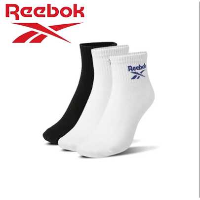 Reebok 3 Pairs Solid Color Mid-Calf Sports Socks, Unisex, Breathable, Moisture-Wicking, Non-Stuffy, Elastic Ribbed Cuff, For Running, Fitness, Daily Casual Wear