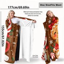 1PC Christmas-Themed Printed Wearable Blanket Is Soft And Comfortable For Both Men And Women. Perfect For Holiday Lounging, Relaxing At Home And Holiday Gift-Giving - Multicolor - View 8