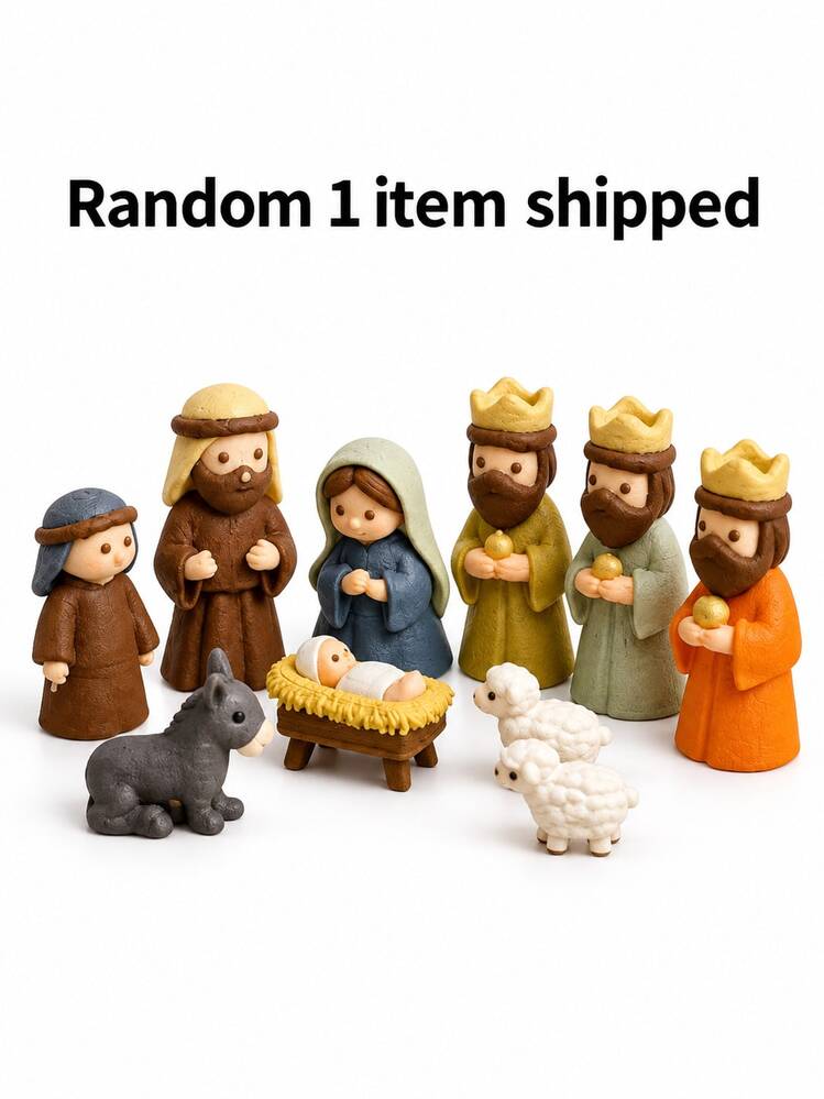 1 Set/1pc - Christmas Nativity Scene Set In Tin Box, Christmas Nativity Scene Set, Jesus Statue, Suitable For Holy Family, Statue Tin Box Set, Handmade Small Nativity Scene Set, Holiday Decoration, Gift For Friends, Nativity Scene Set And Statue For Christmas Decoration, Resin Small Nativity Scene Statue And Set, Indoor Christmas Decoration Home Gift, Suitable For Desk And Office Use - Multicolor - View 10
