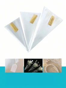 100個錐形禮品袋 DIY禮品包裝 3種尺寸可選 適用於婚禮禮品包裝、節日禮品包裝、花卉包裝、情人節、派對裝飾、婚禮包裝配件、禮品包裝配件 - 無色 - 查看 4