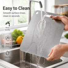 1/3pcs Titanium 304 Stainless Steel Cutting Board - Antibacterial Kitchen Chopping Board, Suitable For Meat, Fruit And Vegetables, Non-Slip And Easy To Clean, 2026 Christmas Gift - View 4