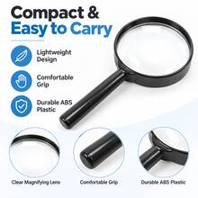 1/2pcs Portable Small Handheld Magnifying Glass, High Definition 6X Magnifier For Elderly Reading And Scientific Observation - Black - View 3