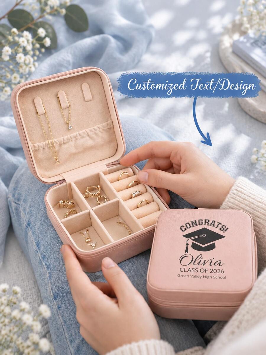 Personalized Jewelry Box, Customized Jewelry Box, Bridesmaid Jewelry Box, Gift For Her, Travel Jewelry Organizer, Customized Name Jewelry Box - Multi-color - Graduation Jewelry Box - View 1