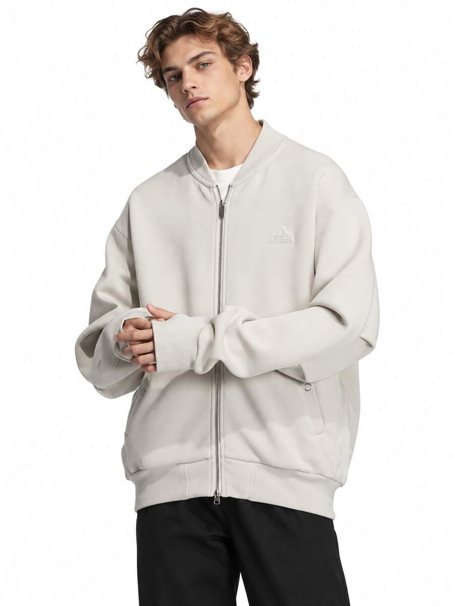 Adidas 新款男士 FUSLT KN BOMBER 運動休閒立領夾克外套 - 米色 - 查看 1