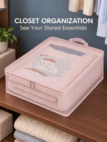 1pc Visible Mesh Wardrobe Storage Bag With Dividers, Seasonal Clothing And Bedding Organizer Bag, Suitable For Clothes, Quilts And Duvets, Multi-Functional Closet Drawer Storage Box For Bedroom, Dorm And Home Organization - View 2