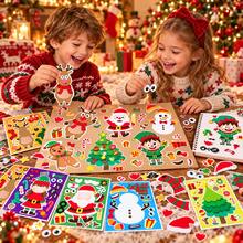 12/24pcs Christmas Character DIY Kids Stickers, Face-Changing Cartoon Characters, Parent-Child Interactive Puzzle Toy, Brain Development, Holiday Party Gift, Gift Wrapping Stickers, Kindergarten Toy, Home Decor, Can Be Applied To Tables, Notebooks, Balloons, Suitcases, Refrigerators, Etc. - Mixed Color - View 5