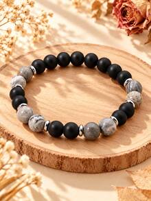 Black Obsidian Protection Bracelet, Retro Style Grounding Crystal Men's Jewelry Gift For Him,Daily Wear, Masculine Energy Shield, Absorbing Negativity - Multicolor - View 1
