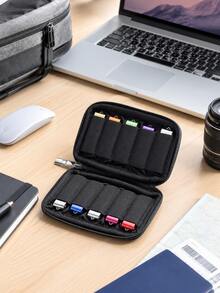 Túi đựng USB Flash Drive bằng neoprene mềm, giá đỡ ổ USB ngón cái với các ngăn co giãn riêng biệt và khóa kéo, túi lưu trữ thẻ nhớ nhỏ gọn di động cho văn phòng, trường học, nhà và du lịch, màu đen, có sẵn 6, 10 hoặc 20 ngăn - Xem 4