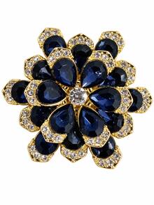 1pc Blue Multi-Layer Flower Brooch, Vintage Elegant Rhinestone Lapel Pin, Gold Tone Women's Brooch, Suit Coat Sweater Scarf Decorative Pin, Suitable For Daily Commute, Wedding Banquet And Holiday Gift - Multicolor - View 9