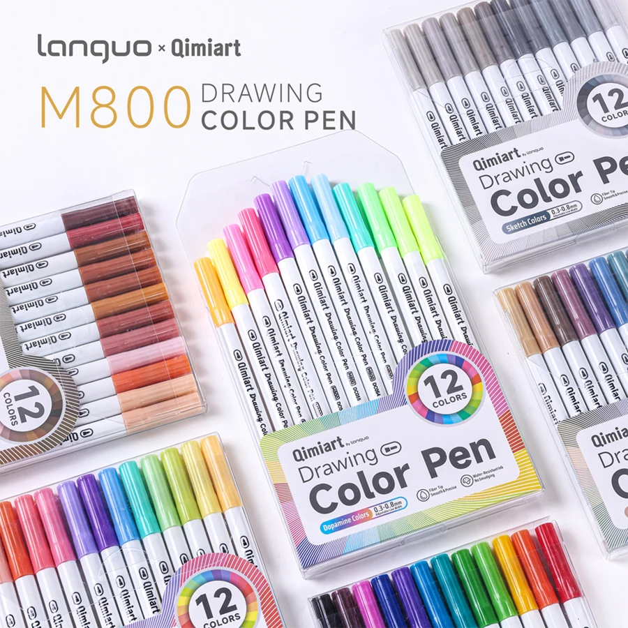 Blue Fruit Colorful Fine Tip Drawing Pens, Multi-Color Box Set, Art Sketching And Outlining Pens, Artist Graffiti Creation Painting Stationery Set - Colored Fineliner Pens - View 1