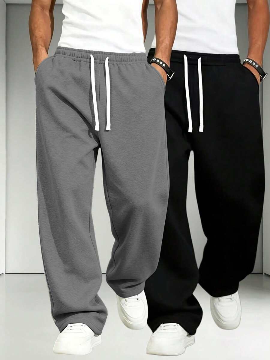 Winter Autumn Halloween Christmas Oktoberfest Vintage 2 Pieces Set Men's Casual Sports Sweatpants, Loose Straight Leg, Draping Effect, Suitable For Home And Outdoor Activities. Made Of 100% Polyester Fiber, With Drawstring Waistband For Easy Adjustment, Multiple Colors Available. Summer Lightweight 2 Pieces Set. - Multicolor - View 1