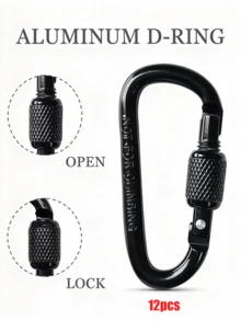 1/6/12pcs Solid Color Casual Aluminum Alloy D-Ring Spring Buckle Keychain Hook Screw Gate Carabiner, Suitable For Outdoor Travel, Camping, Fishing, Hiking Backpack - D-shaped Carabiner - View 12