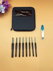 8pcs Blue Soft Handle Crochet Hook Set, Multi-Size 2.5mm-6.0mm, With Storage Bag And Yarn Scissors, Smooth Yarn Flow, Handmade Accessories For Making Ornaments, Dolls, Shawls - Blue Handle Crochet Hook Set - View 7