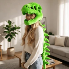 Dinosaur Skeleton Head Cap, Plush Bone Skull Hat, Creative Animal Novelty Gag Gift For Teenagers - Dinosaur Skeleton (vacuum Compressed) - View 13