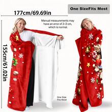 1PC Santa Print Wearable Blanket-Soft And Comfortable For A Festive Feel. Perfect For Comfortable Family Leisure, Christmas Parties And Holiday Gift-Giving - Multicolor - View 8