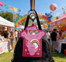 Care Bears Cute Bear Shaped Card Holder Keychain With Retractable Reel ...