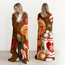 1PC Christmas-Themed Printed Wearable Blanket Is Soft And Comfortable For Both Men And Women. Perfect For Holiday Lounging, Relaxing At Home And Holiday Gift-Giving - Multicolor - View 5
