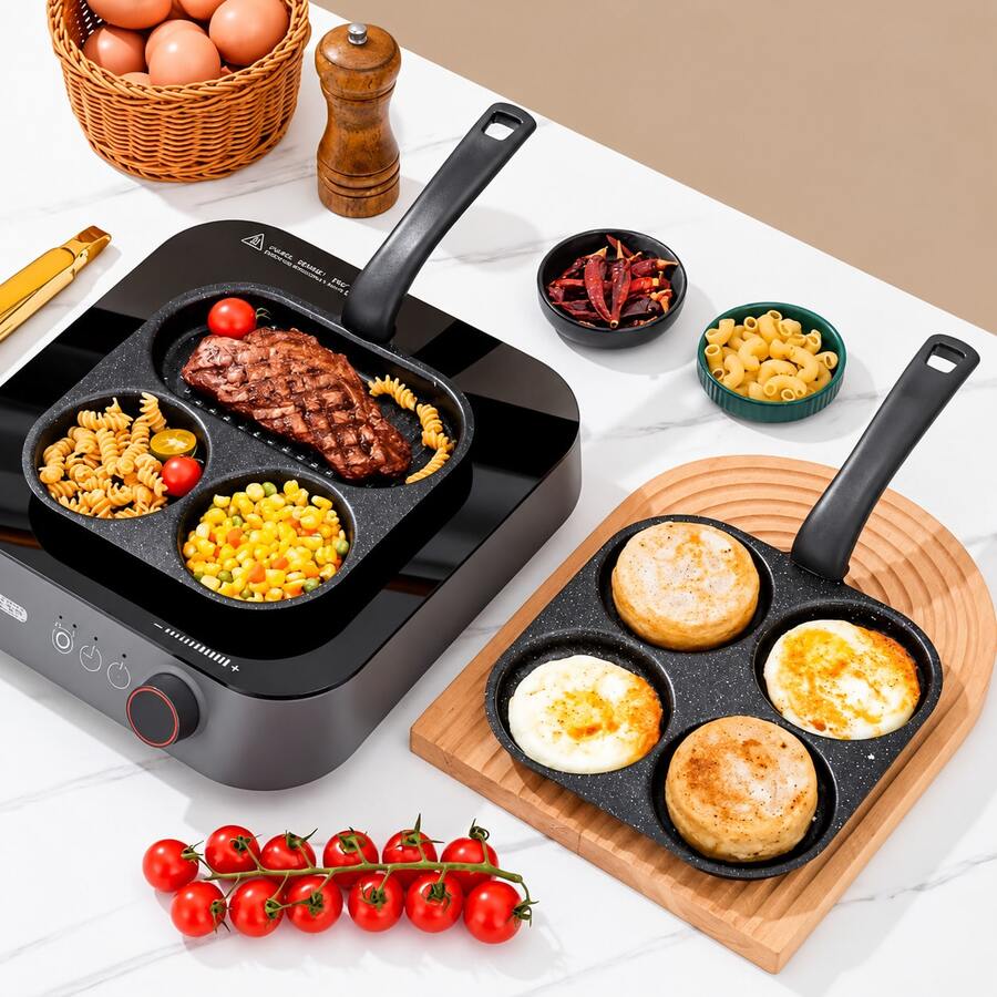 4-Cup Non-Stick Mini Breakfast Skillet, Single Handle, 7.87 Inch Egg Pan, Suitable For Eggs, Pancakes, Bacon And Daily Kitchen Cooking