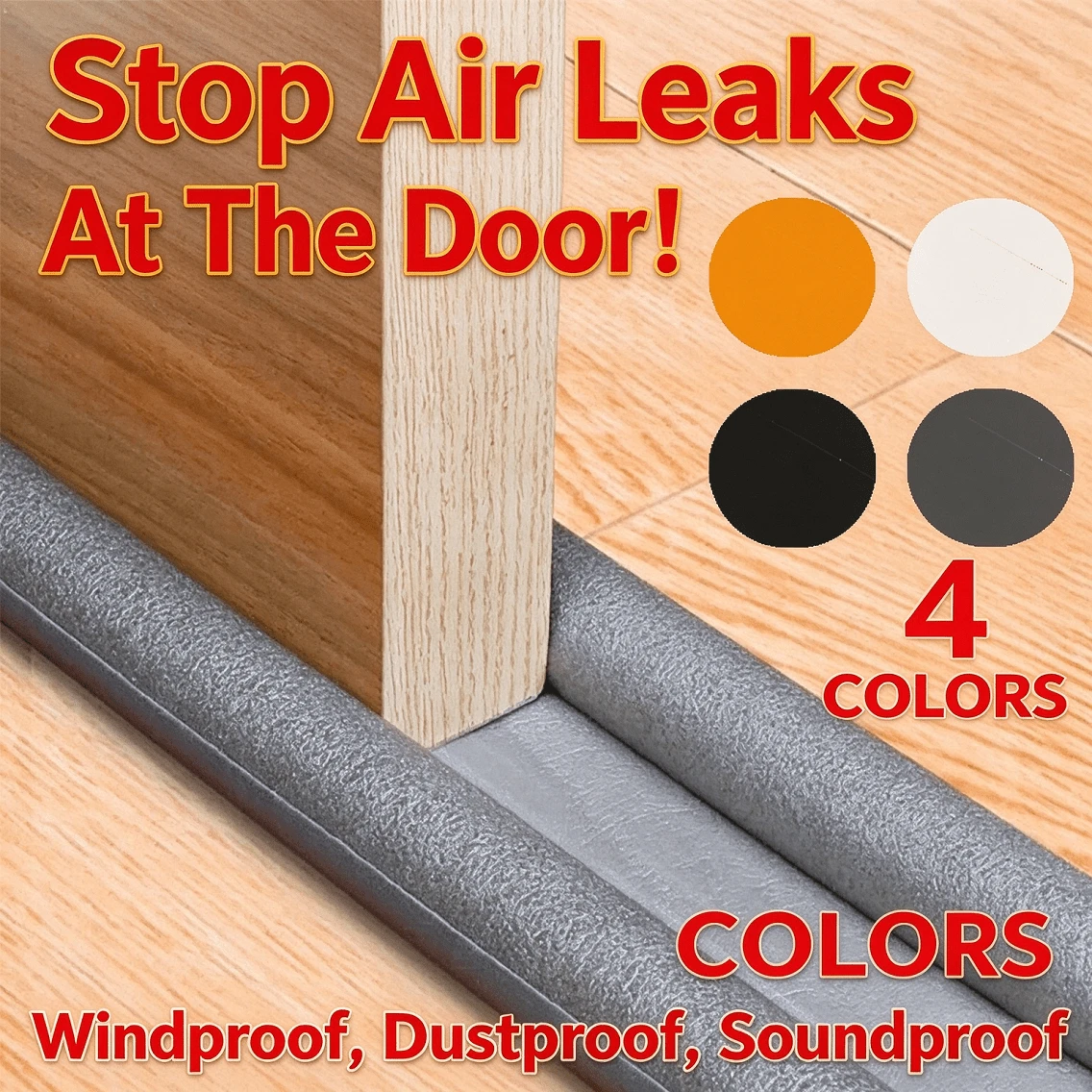 1pc/2pcs Door Bottom Windproof Seal Strip, Simple Grey/Black Door Seal Strip, Home Soundproof Door Gap Strip, Door Frame Gap Windproof Seal Edge Strip, Soundproof Shock-Absorbing Pressure Strip, Dustproof Windproof Insect-Proof Strip, Easy To Install, Non-Sticky To Floor, Round Solid Design, Quick Rebound After Pressure, Suitable For Hotel/Restaurant/Office/Commercial Use - Multicolor - View 1
