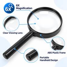 1/2pcs Portable Small Handheld Magnifying Glass, High Definition 6X Magnifier For Elderly Reading And Scientific Observation - Black - View 4