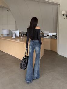 YEAE | Women's Casual Daily Denim Jeans With Pockets And Buttons - Medium Wash - View 8