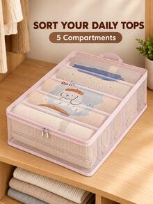 1pc Visible Mesh Wardrobe Storage Bag With Dividers, Seasonal Clothing And Bedding Organizer Bag, Suitable For Clothes, Quilts And Duvets, Multi-Functional Closet Drawer Storage Box For Bedroom, Dorm And Home Organization - View 6