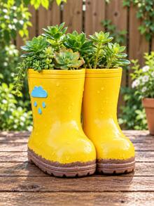 Pot Tanaman Sukulen Berbentuk Sepatu Bot Kecil dari Resin Berukuran 3,86 Inci – Desain Sepatu Bot Hujan yang Lucu, Pot Tanaman Unik untuk Dalam dan Luar Ruangan, Dekorasi Rumah dan Taman yang Menawan - A - View 2