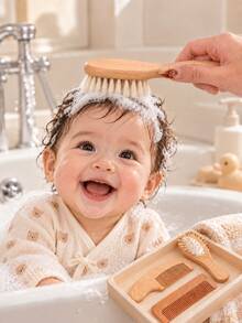 3pcs Baby Comb Set, Handmade Woven Wooden Brush, Shower Brush, Scalp ...