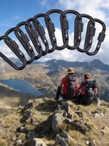 1/6/12pcs Solid Color Casual Aluminum Alloy D-Ring Spring Buckle Keychain Hook Screw Gate Carabiner, Suitable For Outdoor Travel, Camping, Fishing, Hiking Backpack - D-shaped Carabiner - View 7