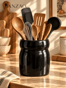 1pc Utensil Holder, 4 Colors Available, Countertop Kitchen Utensil Crock, Spoon & Spatula Storage Container, Modern Kitchen Decor - Waist-cinching Storage Jar - View 6