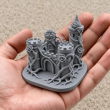 Miniature Thorn Castle Statue, 2.4 Inch Fairy Garden Castle Figurine With Thorn Vines And Roses, Plastic Medieval Fantasy Tower Fortress For Terrarium Diorama Tabletop Decor - A - View 2