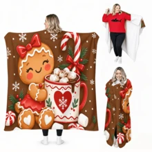 1PC Christmas-Themed Printed Wearable Blanket Is Soft And Comfortable For Both Men And Women. Perfect For Holiday Lounging, Relaxing At Home And Holiday Gift-Giving - Multicolor - View 2