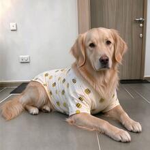 Cute Cartoon Bee & Daisy Print Dog Short Sleeve Tee, Lightweight Soft Pet Daily Shirt, Summer Casual Puppy Outfit For Golden Retriever, Labrador Medium Large Dogs - Yellow - View 6