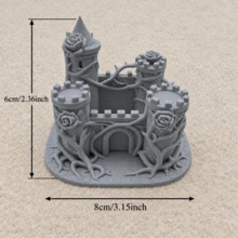 Miniature Thorn Castle Statue, 2.4 Inch Fairy Garden Castle Figurine With Thorn Vines And Roses, Plastic Medieval Fantasy Tower Fortress For Terrarium Diorama Tabletop Decor - A - View 5