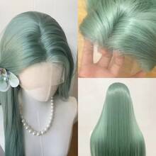 Halloween Mint Green Lace Front Wig For Women 26 Inch 13*4 Long Straight Lace Wigs Heat-Resistant Synthetic Lace Wigs Natural For Cosplay - Multicolor - View 12