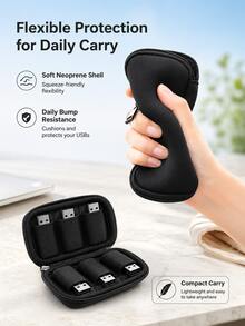 Túi đựng USB Flash Drive bằng neoprene mềm, giá đỡ ổ USB ngón cái với các ngăn co giãn riêng biệt và khóa kéo, túi lưu trữ thẻ nhớ nhỏ gọn di động cho văn phòng, trường học, nhà và du lịch, màu đen, có sẵn 6, 10 hoặc 20 ngăn - Xem 6